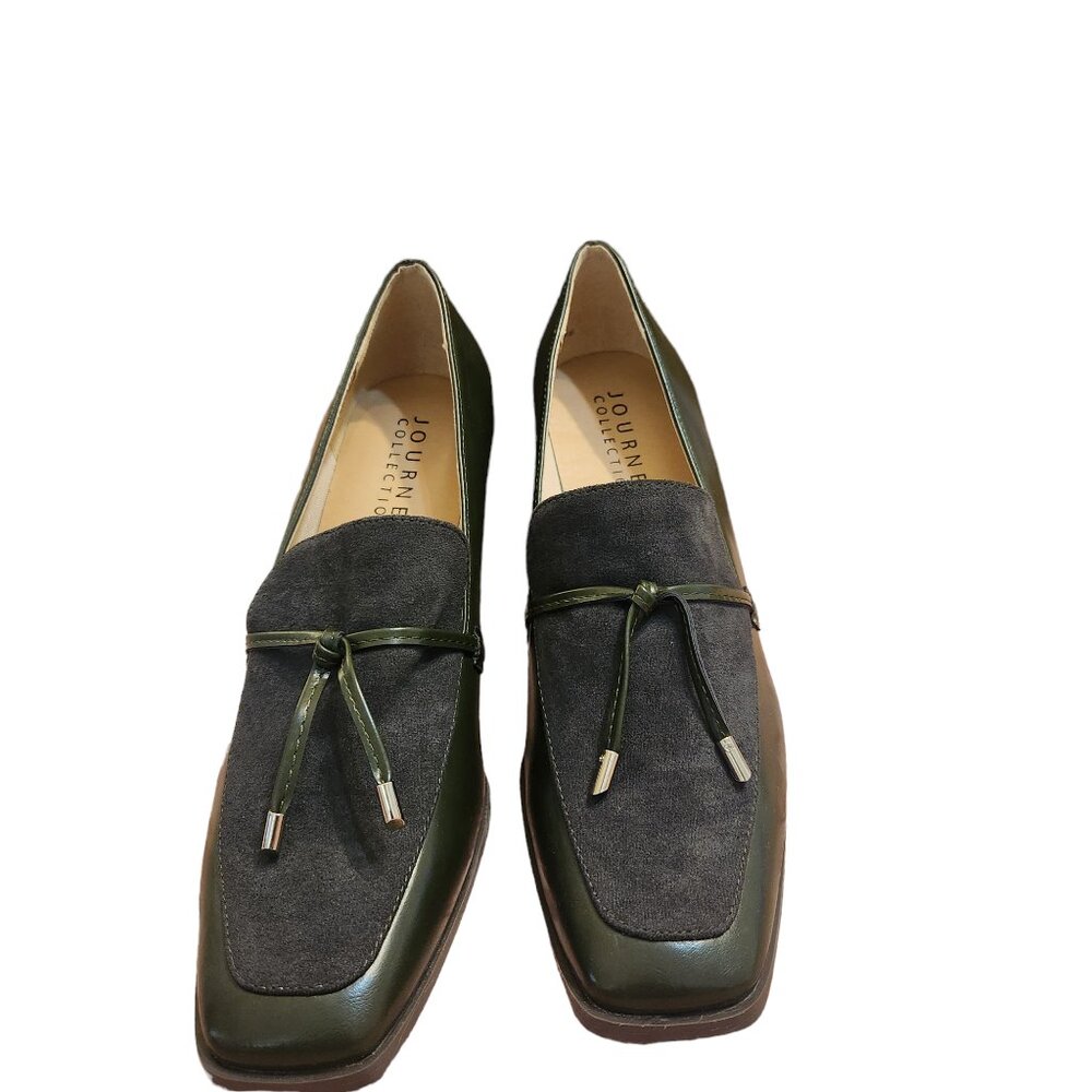 New Journee Collection Crawford Loafer Style Pumps, Square Toe, & Bow - Picture 3 of 10